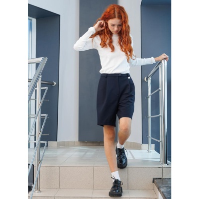 Бермуды школьные Премиум для девочки Ballover Бд2 синие 3