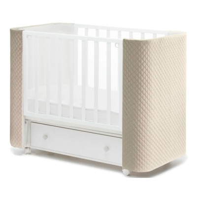 Детская кроватка Милана Фаворит Островок Уюта продольный маятник капучино(велюр)/белый