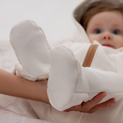 Комбинезон из футера с ушками Luxury Baby РП-140-16 молочный 5