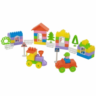 Конструктор блочный Строитель Полесье 37190