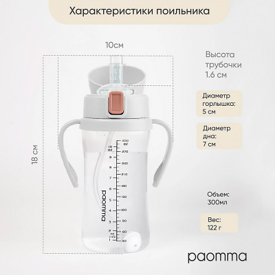 Поильник непроливайка с трубочкой Paomma 18 PDB115
