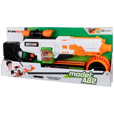 Бластер FunMax А82 электрический с барабаном 30 выстрелов 48 снарядов 1TOY Т24254 5
