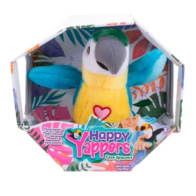 Интерактивная игрушка со слэп браслетом Синий попугай Happy Yappers 9593
