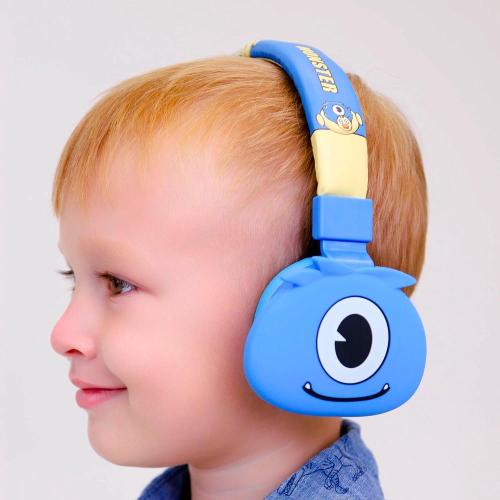 Наушники детские беспроводные Монстрик Shenzhen Toys YLFS-09BT синие фото 4