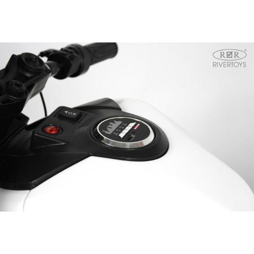 Детский электромотоцикл RiverToys М777БХ белый фото 12