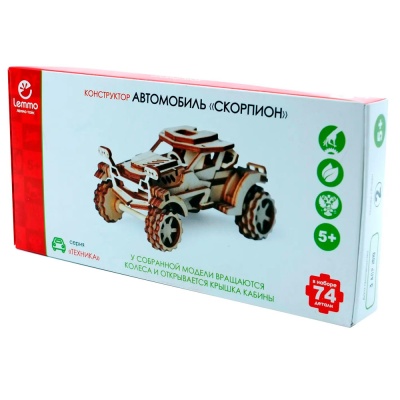 Конструктор деревянный Внедорожник Скорпион 74 детали Lemmo 0054 4