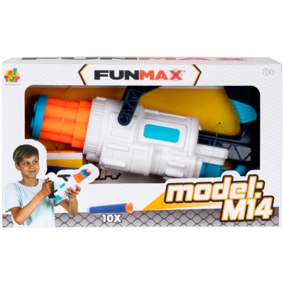 Бластер FunMax M14 механический 6 стволов 10 снарядов 1TOY Т24236 4