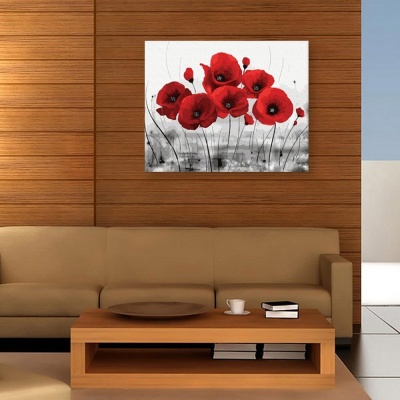 Картина по номерам 40х50 Красные маки на сером фоне Molly HR0400 3