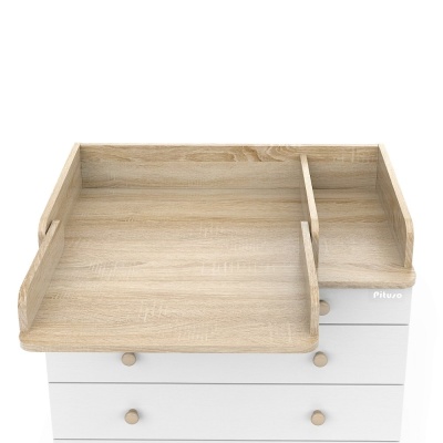 Комод пеленальный раскладной на колёсах Pituso Tori Дуб сонома-белый 03