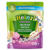 Каша молочная овсяная яблоко черника ч.смородина 170г с 5мес Heinz