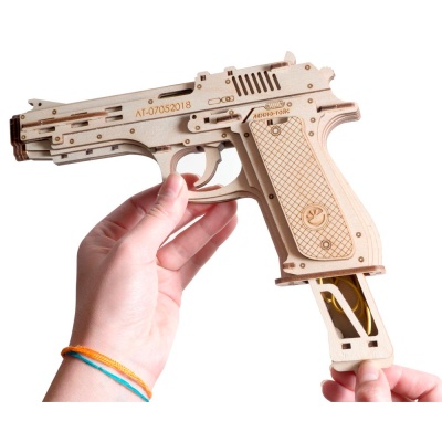 Конструктор деревянный Пистолет №ЛТ07052018 резинкострел 81 деталь Lemmo 0064 2