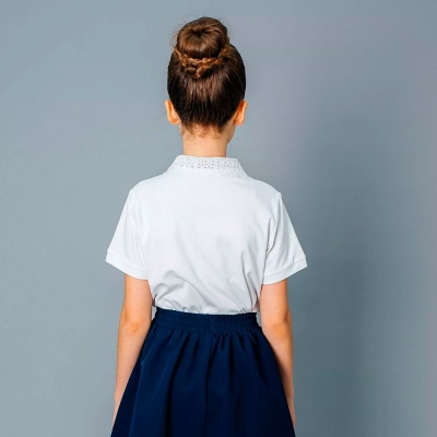 Блузка поло школьная для девочки Deloras Z64185S молочная 4