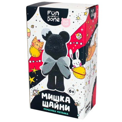 Алмазная мозаика Мишка Шайни Fun and Done Наша игрушка MM77045 черный
