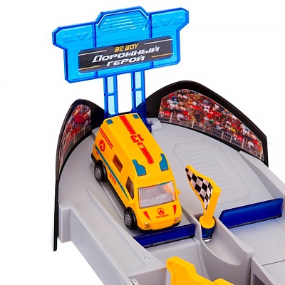 Парковка трек Шлем 2 машинки свет звук BeBoy IT109794 4