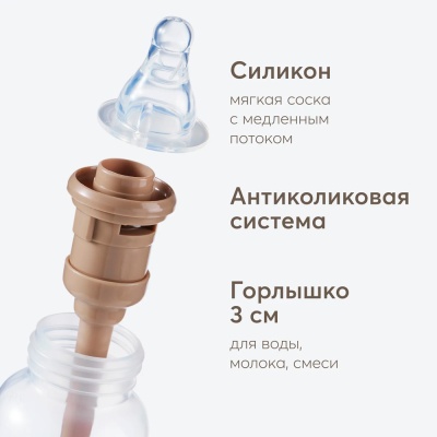 Бутылочка для кормления с силиконовой соской 250 мл Happy Baby 10015 teddy 2