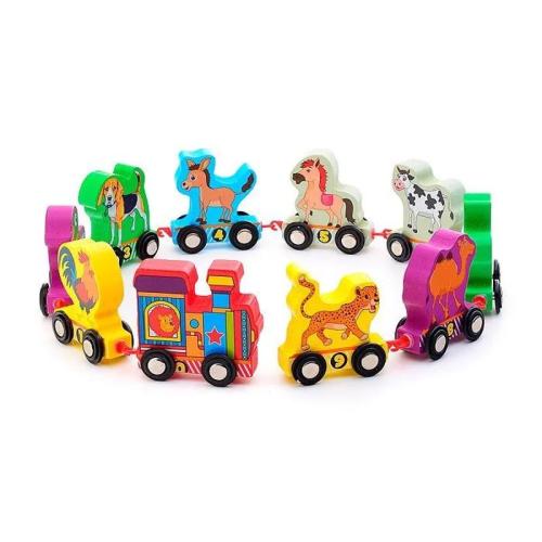 Деревянная игрушка Паровозик Веселые животные Щепка D1140 фото 5