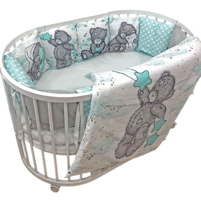 Комплект в кроватку Мишка Тедди 17 предметов Подушкино мята 02