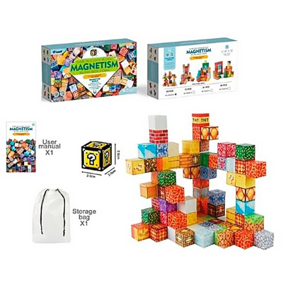 Конструктор Магнитный 63 кубика Zhorya ZY1875345 2