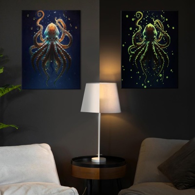 Картина по номерам со светящейся краской 40х50 Осьминог морских глубин FHR0572 2