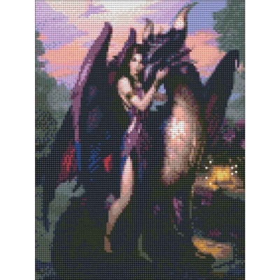 Алмазная мозаика Девушка и дракон 30х40 см полное заполнение Рыжий кот НД-0332