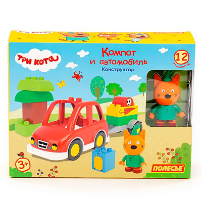 Конструктор Макси Три кота Компот и автомобиль 12 элементов Полесье 77193 4