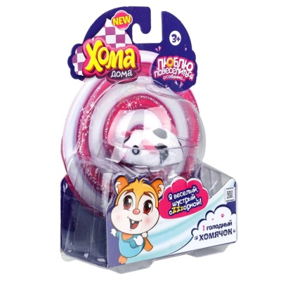 Интерактивная игрушка Хомячок плюшевый Хома Дома 5 см белый в крапинку 1Toy Т24308-1