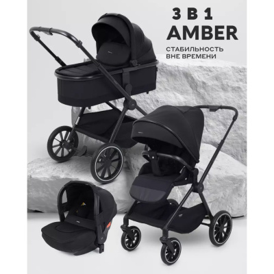 Коляска 3 в 1 MOWBaby Amber MB068 Black 02
