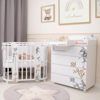 Комод с узким пеленальным столиком Indigo Green Line Бамбук