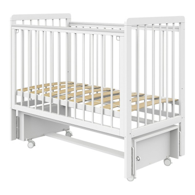 Кровать детская с продольным маятником Pituso Tiny Оптима Белая аляска 02
