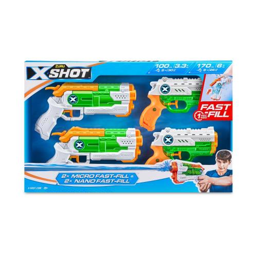 Набор водных бластеров X-Shot Water Фаст Филл Нано 2шт + Микро 2 шт Zuru 11856 фото 6