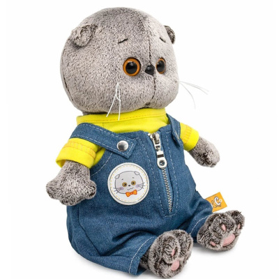 Мягкая игрушка Кот Басик Baby в комбинезоне деним Budi Basa BB-161 2