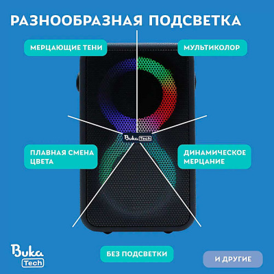 Портативная колонка с двумя микрофонами BukaTech Nika BT0006 чёрная 3