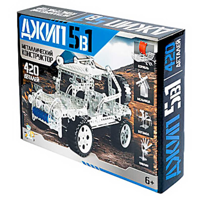 Конструктор металлический Джип 5 в 1 420 деталей Десятое королевство 05847