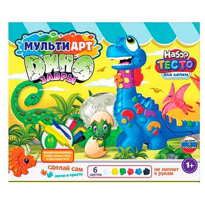 Набор с тестом для лепки и формочками динозавр 33 см MultiArt PDSET-MADINEGG 4