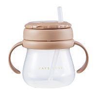 Поильник для кормления с трубочкой и ручками 250 мл Happy Baby 14012 light brown