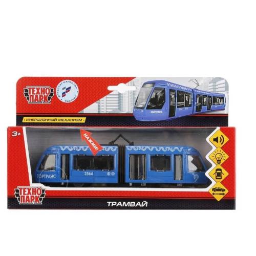 Игрушка металлическая Трамвай новый с гармошкой Технопарк SB-17-51-O-WB фото 3