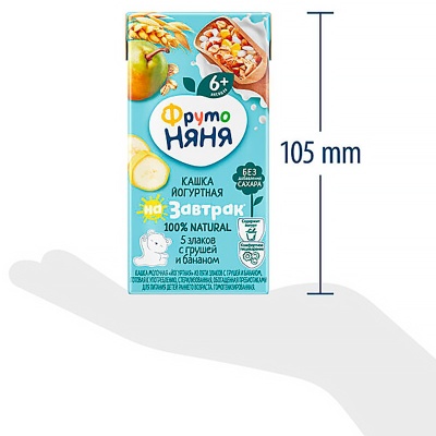 Каша жидкая йогуртная 5 злаков груша и банан 0.2 л от 6 месяцев ФрутоНяня 78740