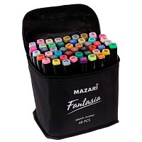 Маркеры для скетчинга двусторонние Fantasia 48 цветов пулевидные и клиновидные Mazari M-6071-48