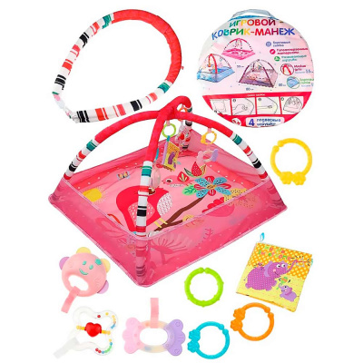 Коврик развивающий 4 подвесные игрушки Рыжий кот И-7677 4