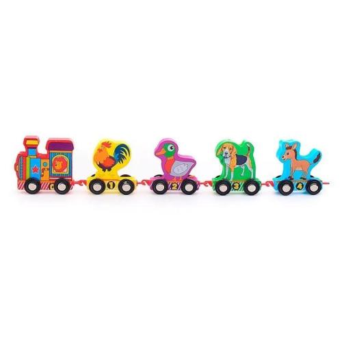 Деревянная игрушка Паровозик Веселые животные Щепка D1140 фото 3