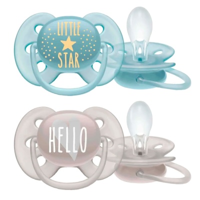 Пустышка Ultra Soft Little star Hello 6-18 мес 2 шт Philips Avent SCF223/01