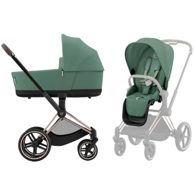 Коляска 2 в 1 Cybex Priam IV Rosegold Leaf Green 02