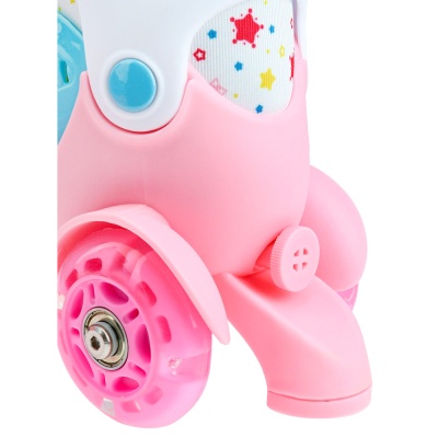 Ролики раздвижные светящиеся размер 27-30 сумка защита Рыжий Кот РЛК-3048 голубые 3