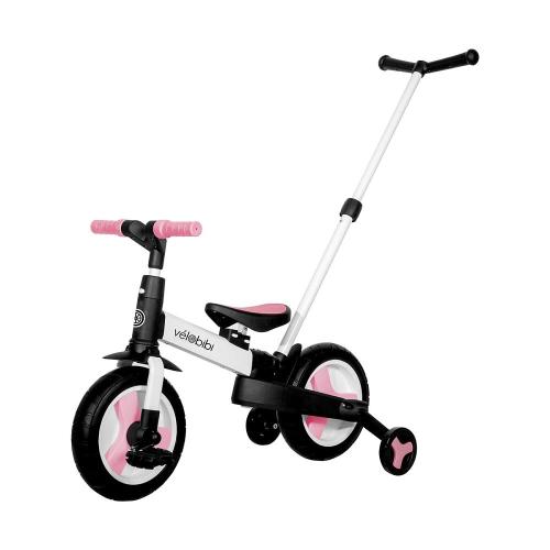Велосипед-беговел с родительской ручкой Velobibi Орион ВЛ-2645 бело-розовый