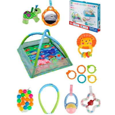 Коврик развивающий Морские обитатели 5 подвесных игрушек 18 мячиков РыжийКот  КВ-4731 2