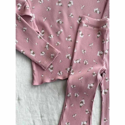 Костюм лапша в цветочек размер 80-86 Mimilav пудровый 4