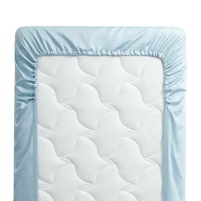 Простыня трикотажная на резинке для детской кроватки Однотон голубой Lappetti 9006/1п 2