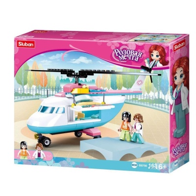Конструктор Розовая мечта Врач на вертолете 163 детали Sluban M38-B0798 02