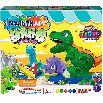 Набор с тестом для лепки и формочками динозавр 33 см MultiArt PDSET-MADIN 1