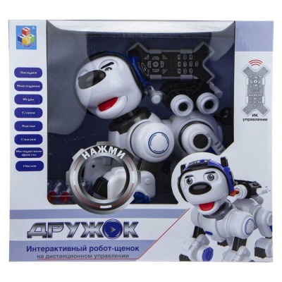 Интерактивный радиоуправляемый щенок-робот Дружок 1toy Т16453